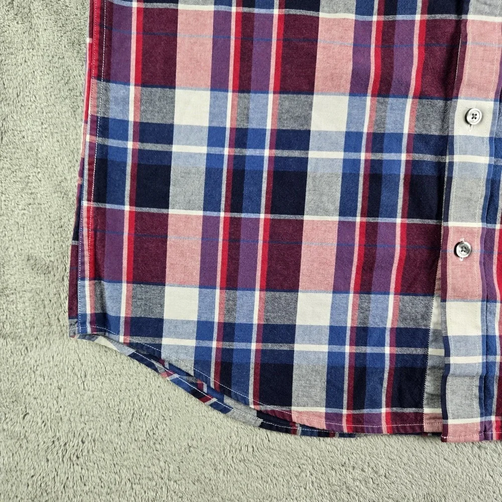 Banana Republic Shirt Medium Red White  Blue Plaid  Long Sleeve Preppy Workwear
